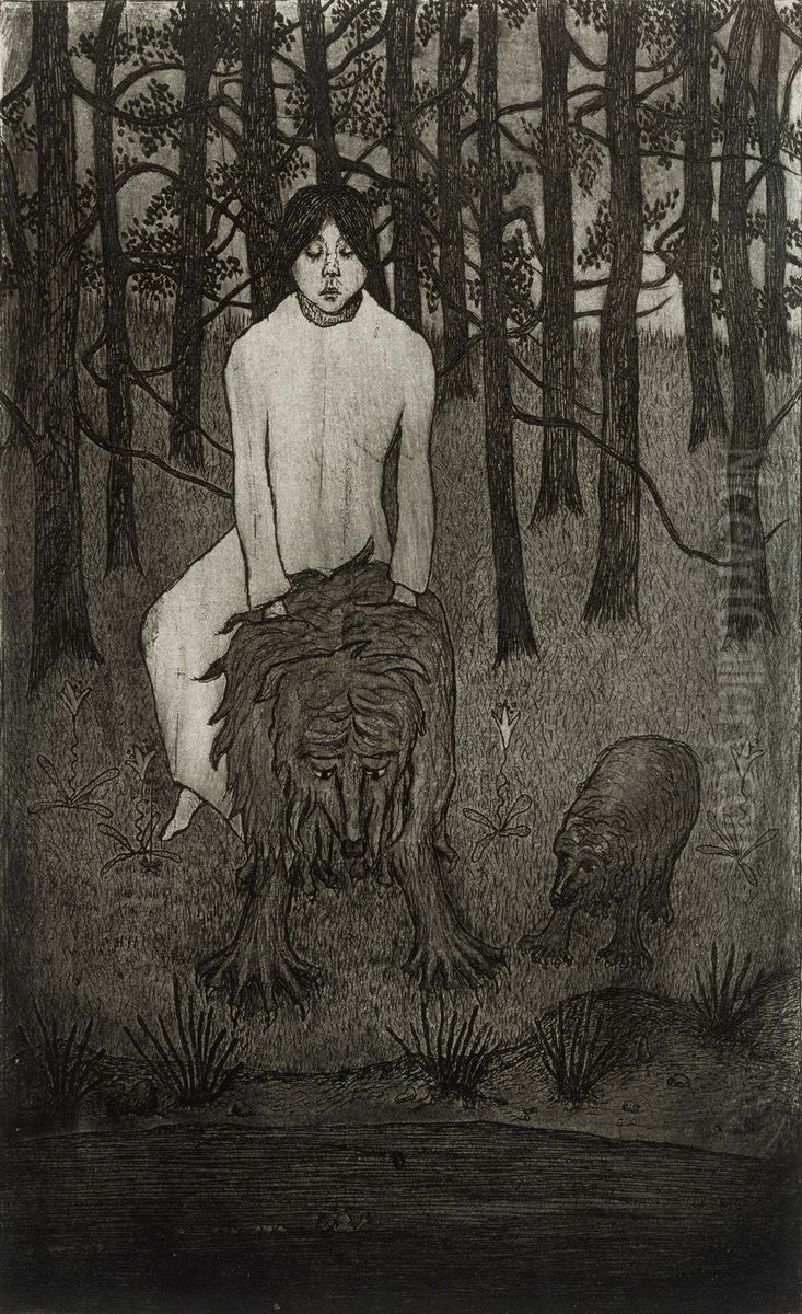 Tampereen tuomiokirkon freskot Oil Painting by Hugo Simberg