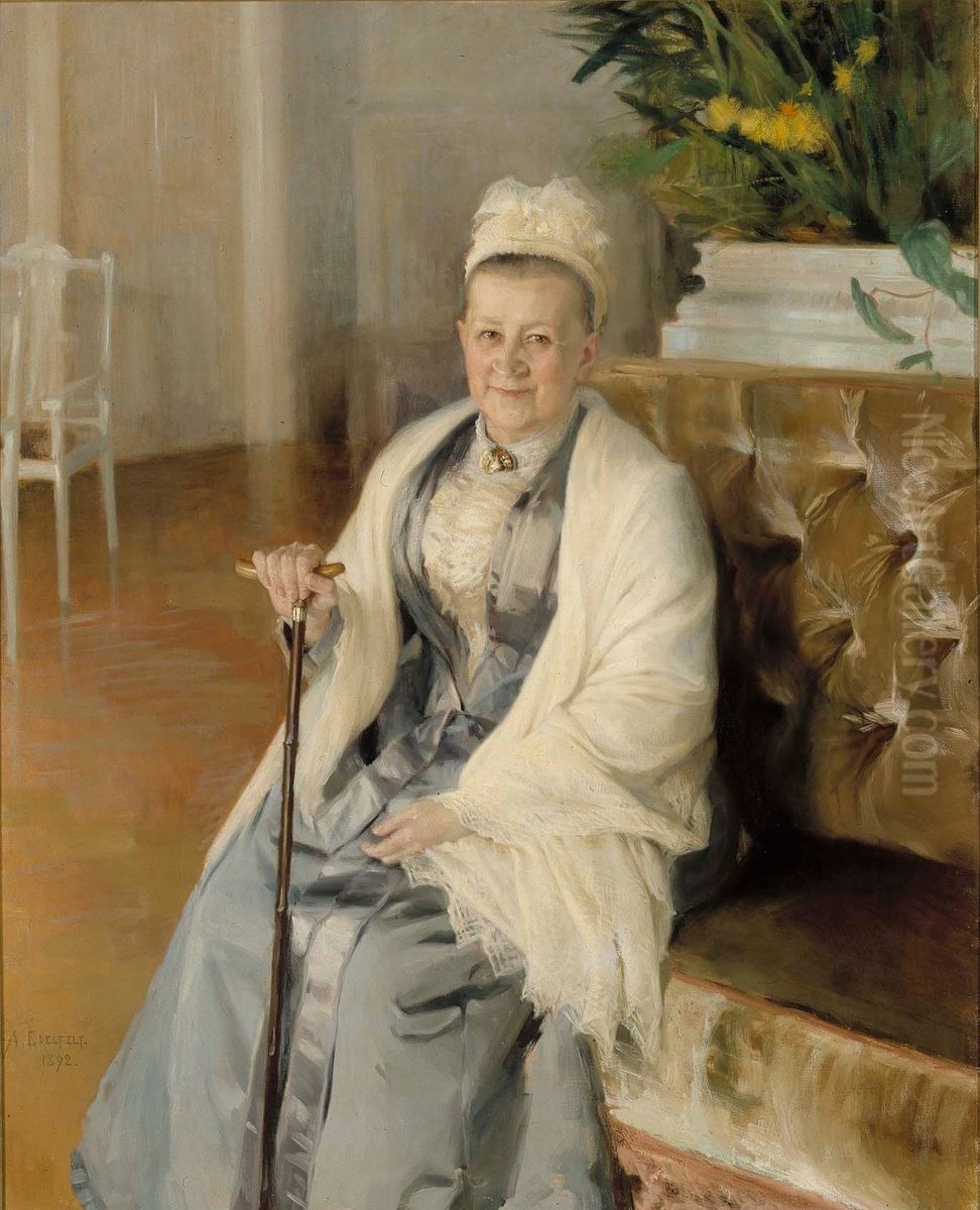 Portrait of Mrs. Anna Sinebrychoff Oil Painting by Albert Edelfelt