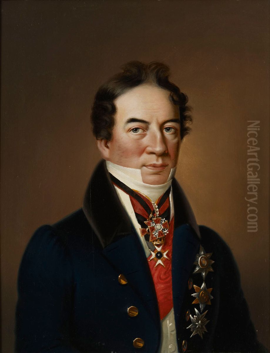 Portratt af ministerstatsekreteraren, greve R. H. Rehbinder Oil Painting by Johan Erik Lindh