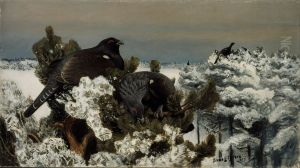 Capercaillies in a Winter Landscape