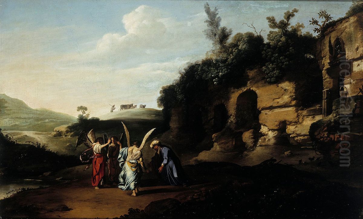 Abraham greets the angels Oil Painting by Jan Pynas