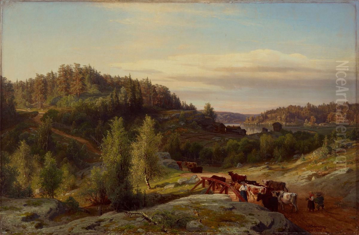 Landscape from Kuru in Evening Light Oil Painting by Werner Holmberg