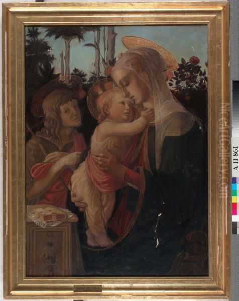 Madonna, Jeesus-lapsi ja Johannes, kopio Botticellin mukaan Oil Painting by Tyra Malmstrom
