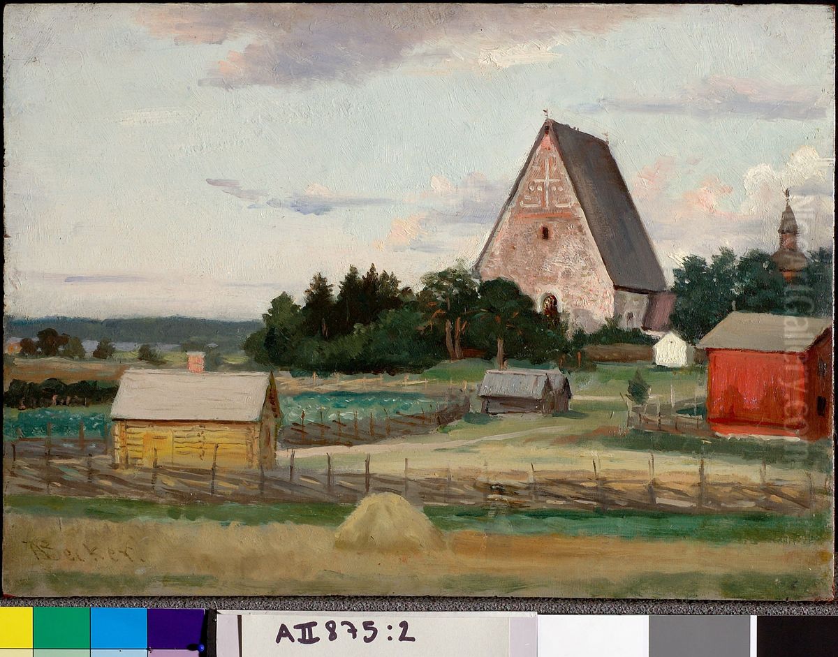 Lohjan kirkko, harjoitelma Oil Painting by Adolf von Becker