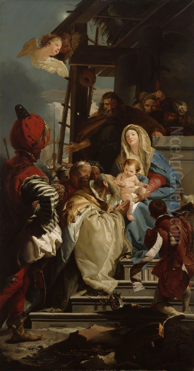 Itamaan tietajat kumartamassa Kristusta, kopio Giovanni Battista Tiepolon mukaan Oil Painting by Wladimir Swertschkoff