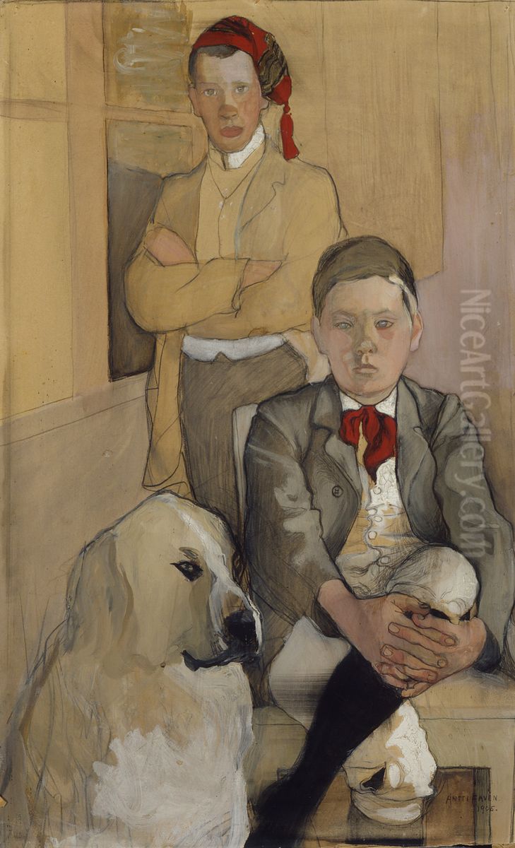 Perhekuva Oil Painting by Antti Faven
