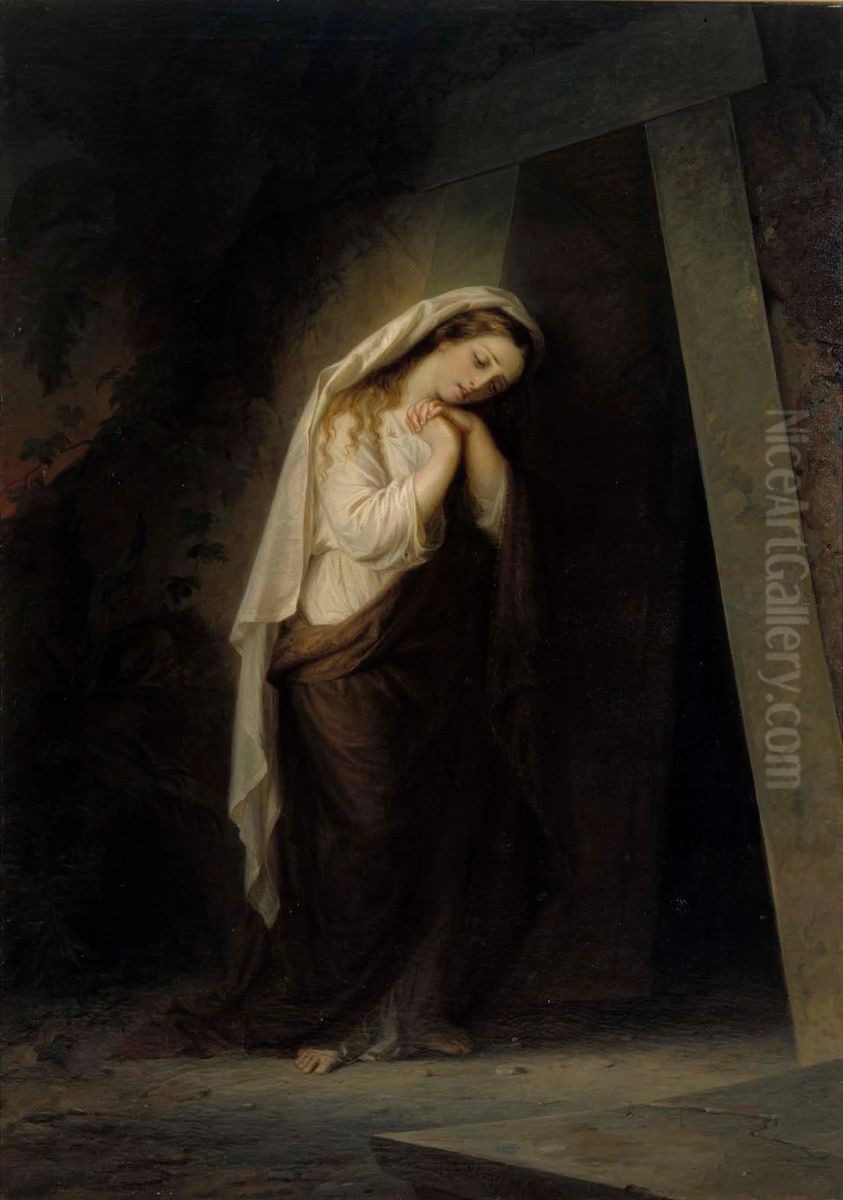 Mary Magdalene by the Grave of Christ Oil Painting by Robert Wilhelm Ekman