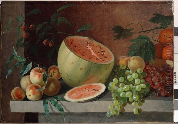 Meloni, omenoita ja viinirypaleita Oil Painting by Ivan Khrutsky