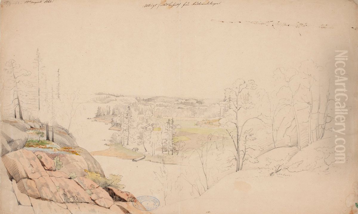 Landscape from Riilahti Oil Painting by Magnus Von Wright