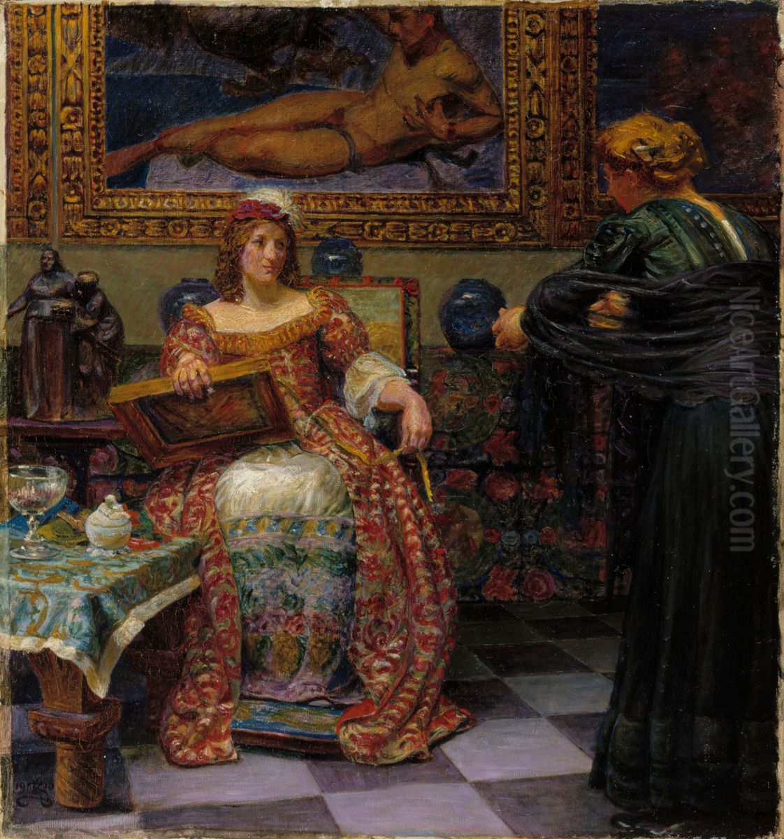 Leonora Kristina ja Dina Vijnhofvers Oil Painting by Kristian Zahrtmann