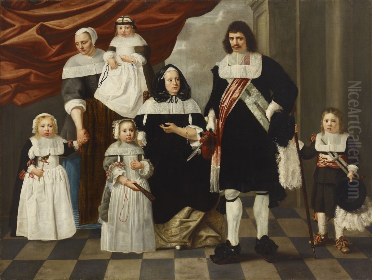 Familjeportratt Oil Painting by Nicolaes de Helt Stockade Familjeportratt Oil Painting by Nicolaes de Helt Stockade