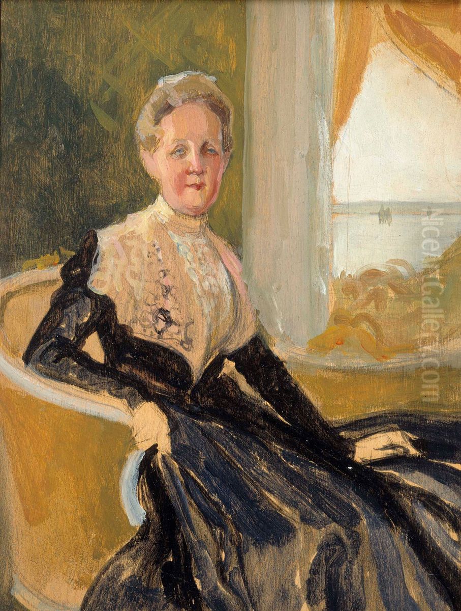 Portrait of Countess Elisabeth Wachtmaister, compositional sketch Oil Painting by Albert Edelfelt
