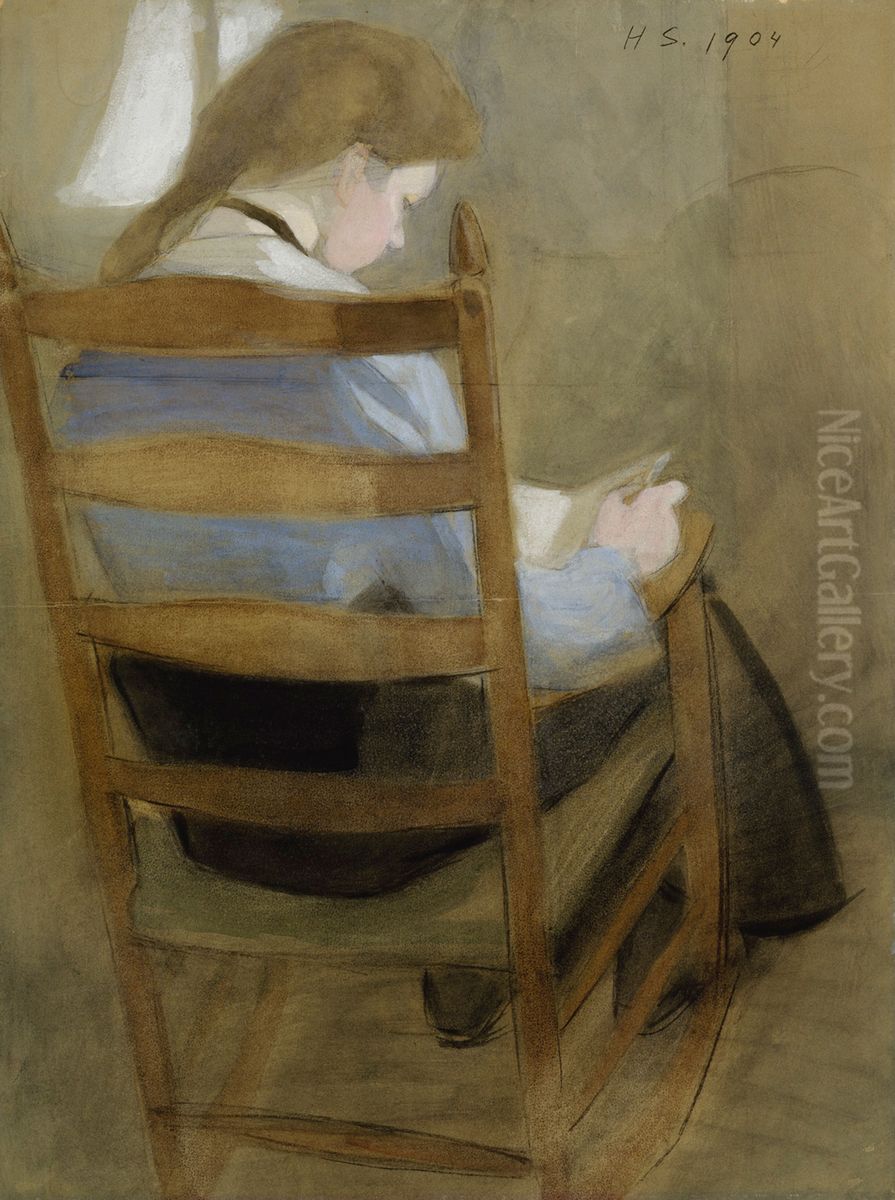 Girl Reading Oil Painting by Helene Schjerfbeck