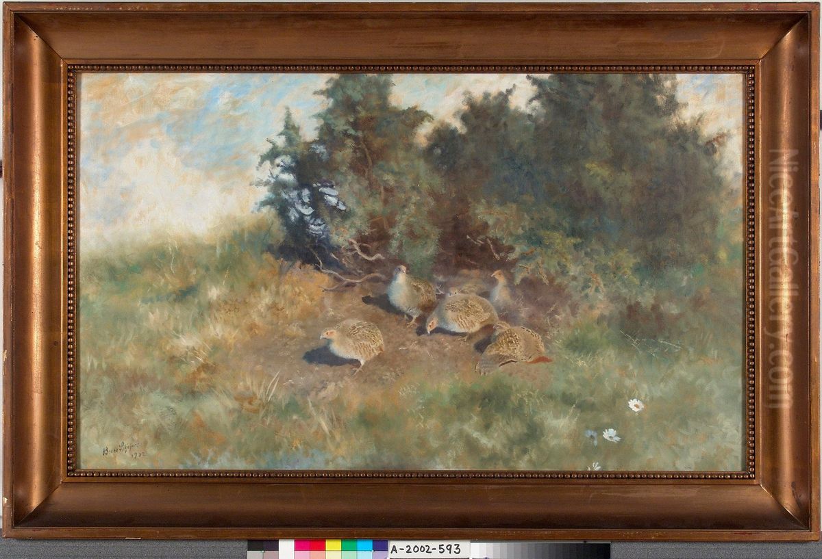 Partridges Oil Painting by Bruno Andreas Liljefors