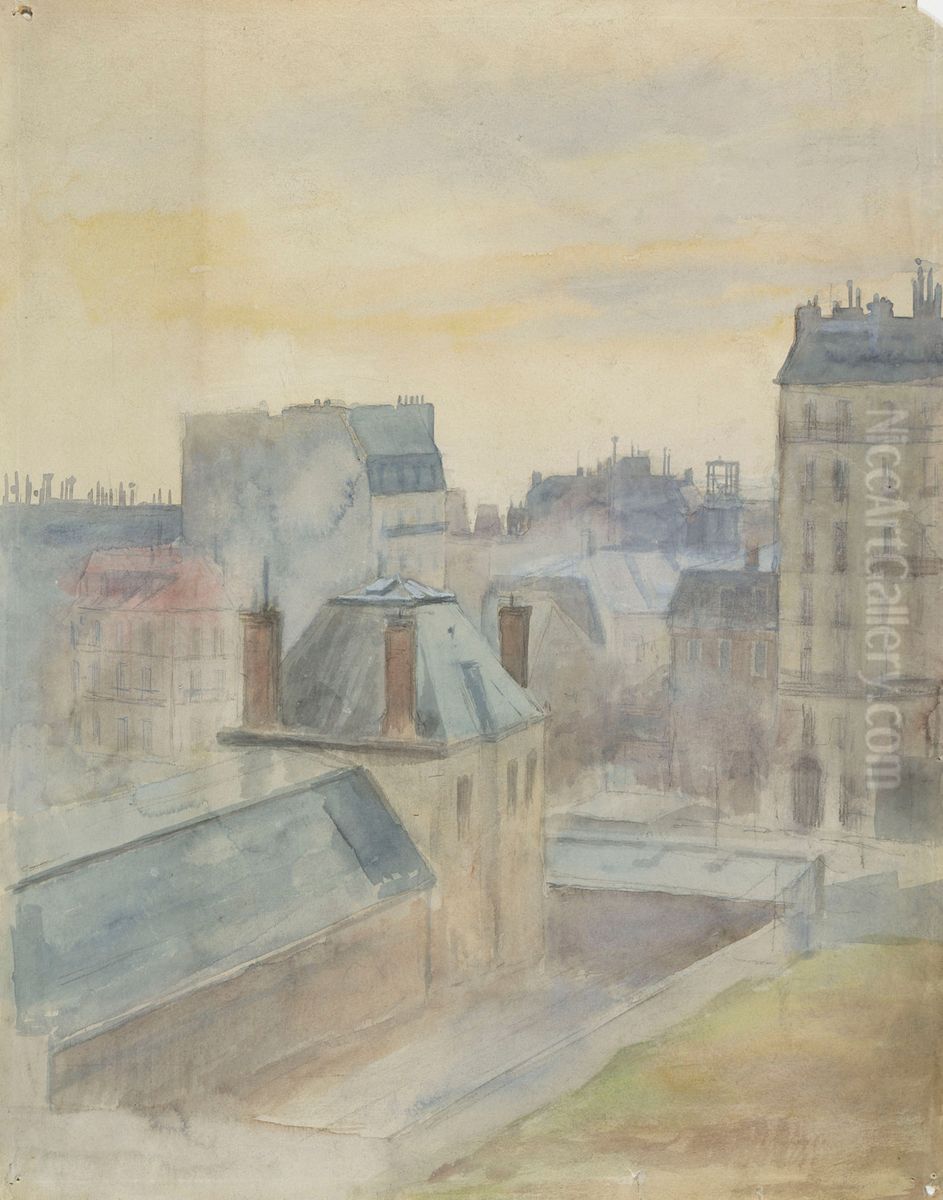 Nakoala taiteilijan ateljeesta Pariisissa Oil Painting by Albert Edelfelt