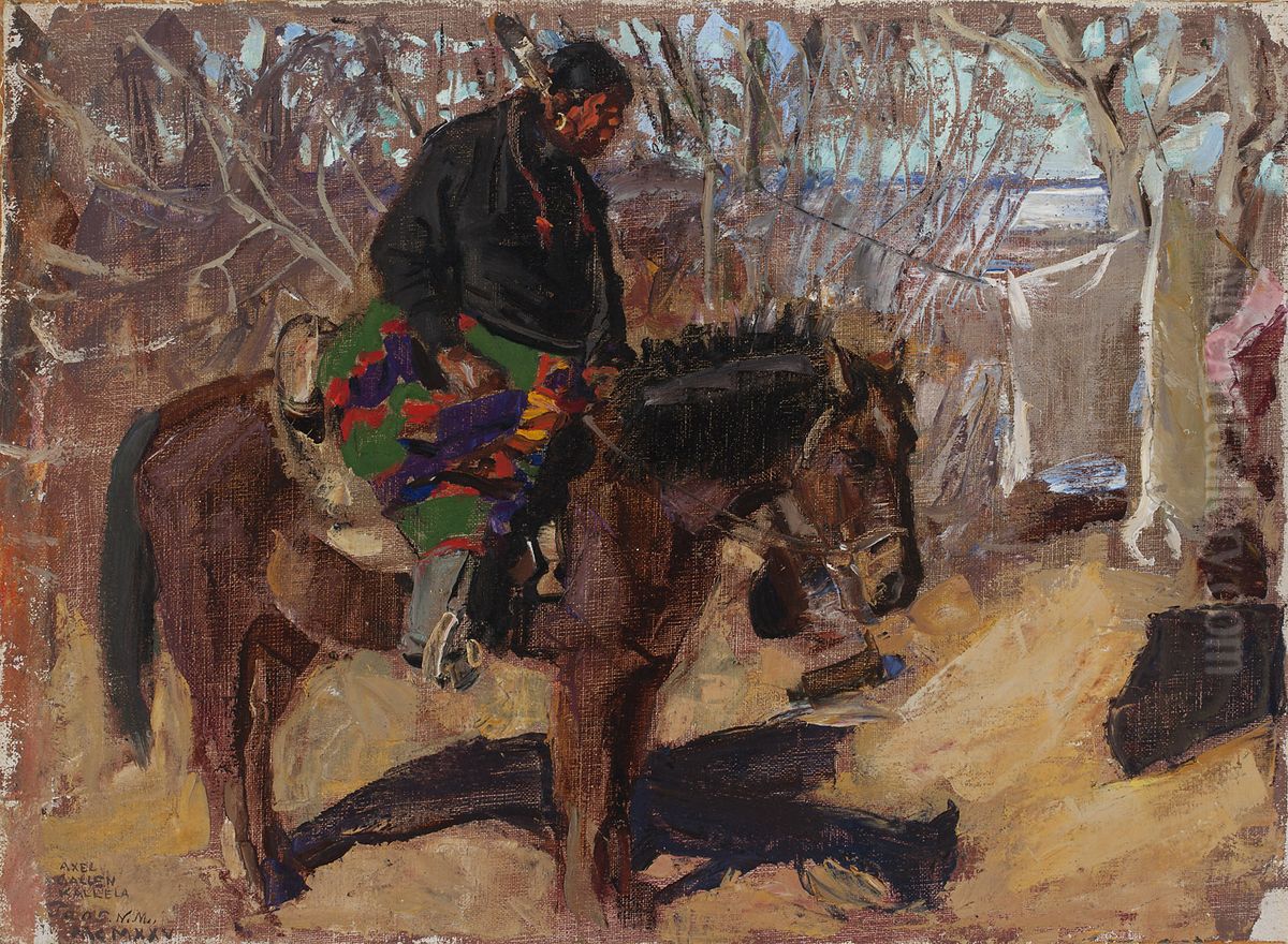 Intiaani ratsain Oil Painting by Akseli Valdemar Gallen-Kallela