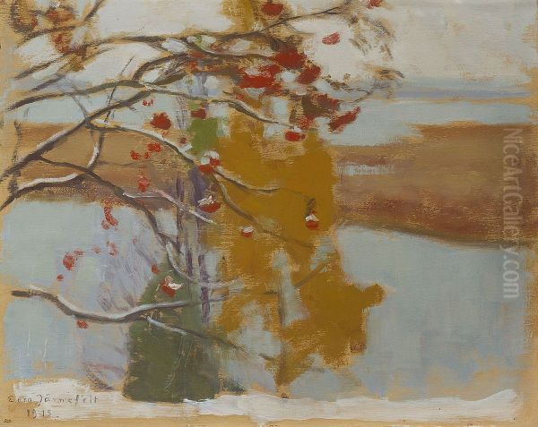 Rowan Berries Oil Painting by Eero Jarnefelt