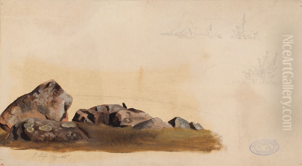 Kiviharjoitelma, Iso Lehtisaari Espoossa Oil Painting by Magnus Von Wright