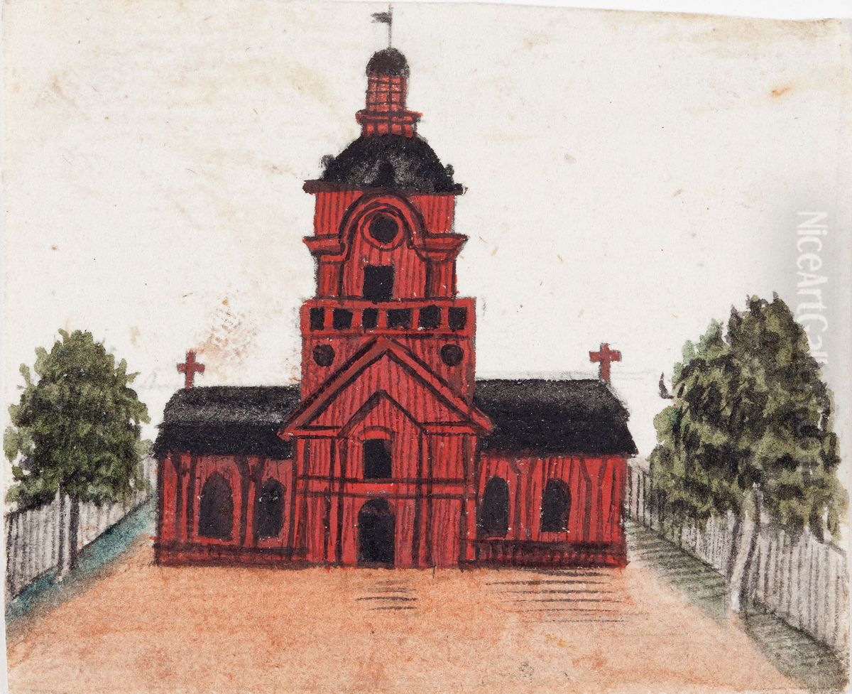 Punainen kirkko Oil Painting by Ferdinand von Wright