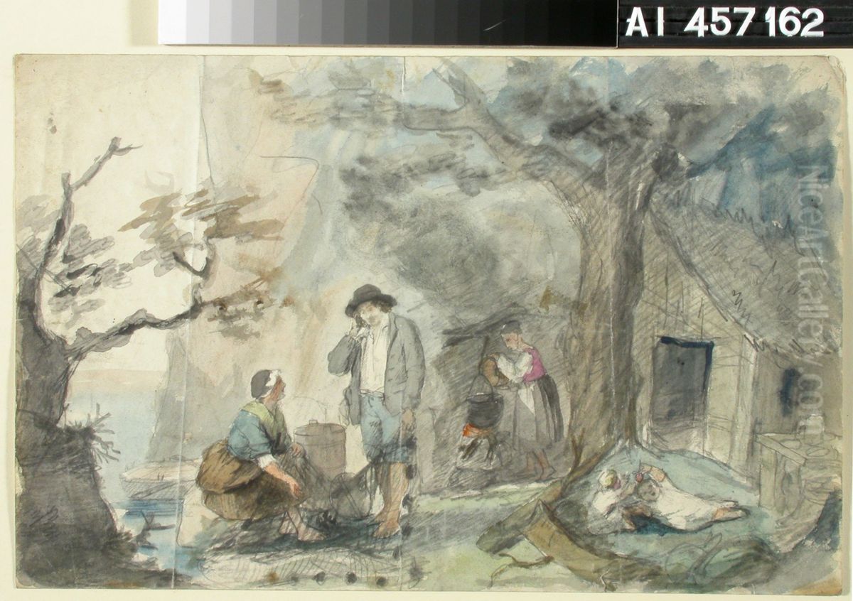 Landscape with People Oil Painting by Robert Wilhelm Ekman