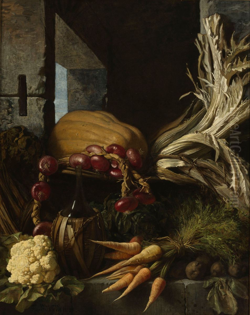 Juureksia ja vihanneksia kellarissa Oil Painting by Wladimir Swertschkoff