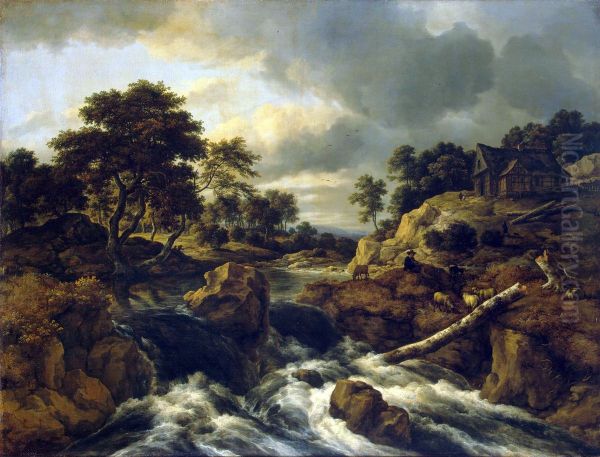 Waterfall in Norway Oil Painting by Jacob Van Ruisdael