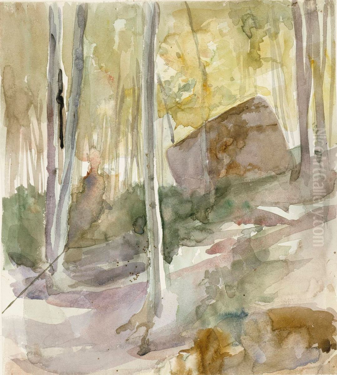 Metsansisusta, suuri kivi Oil Painting by Albert Edelfelt