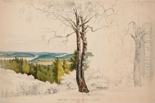Nakoala Jaakkiman pappilasta Laatokalle ; keskenerainen Oil Painting by Magnus Von Wright