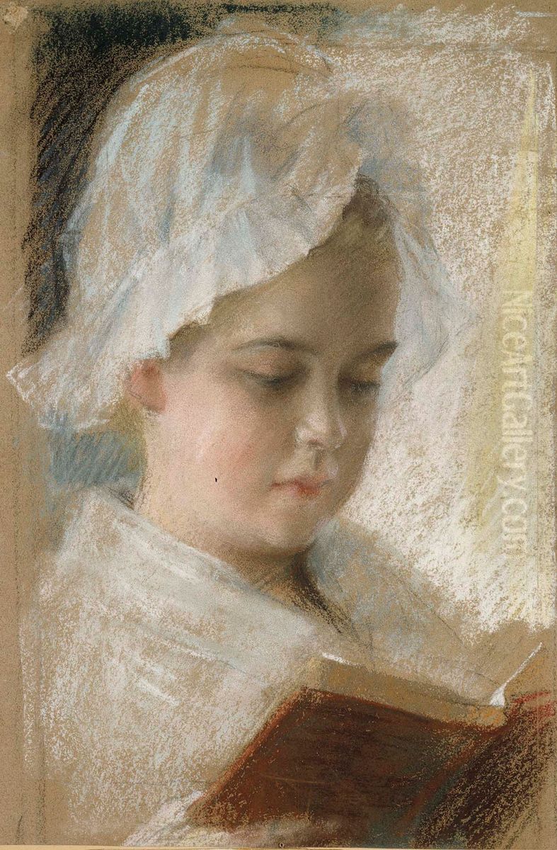 Portrait of Berta Edelfelt, study Oil Painting by Albert Edelfelt