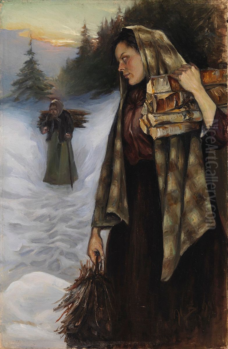 Vedbarerskan Oil Painting by Helmi Biese