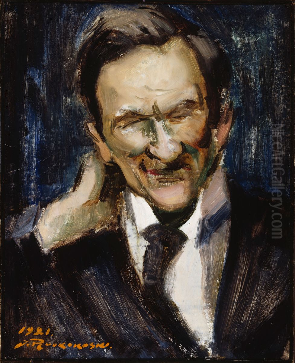 Portratt av T.K. Sallinen Oil Painting by Jalmari Ruokokoski