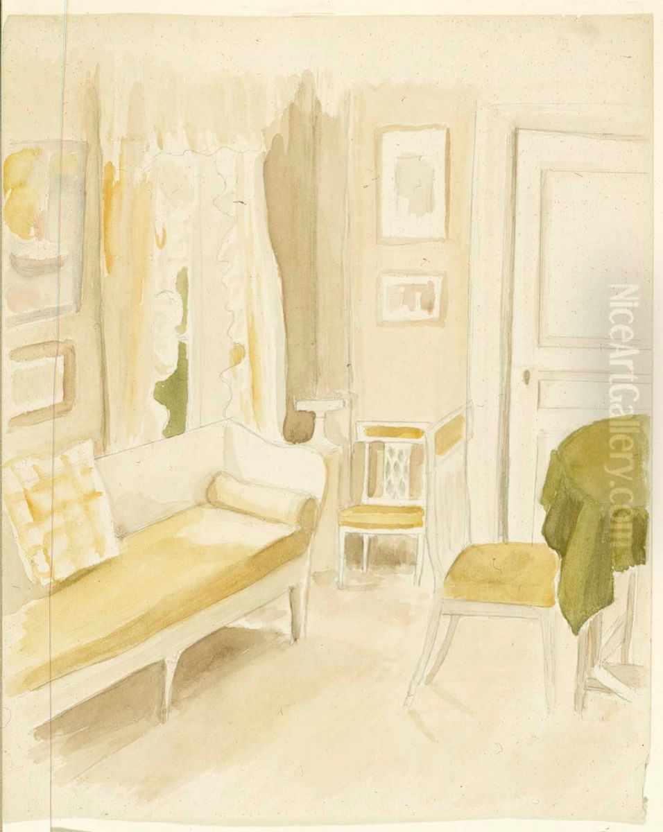 Interioori taiteilijan kotoa Oil Painting by Albert Edelfelt