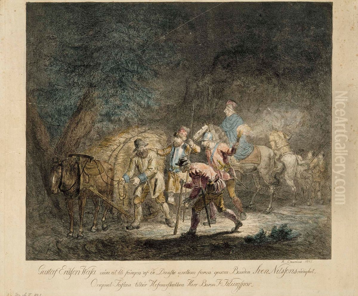 Kustaa Vaasa heinakuormassa Oil Painting by Aleksander Laureus