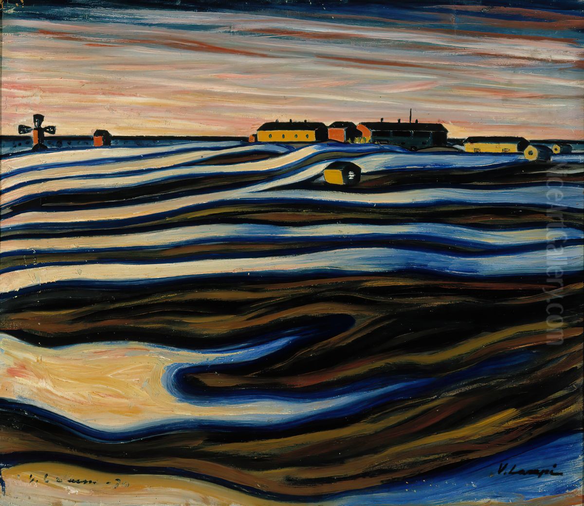 Nocturne (Liminka / Limingo) Oil Painting by Vilho Lampi