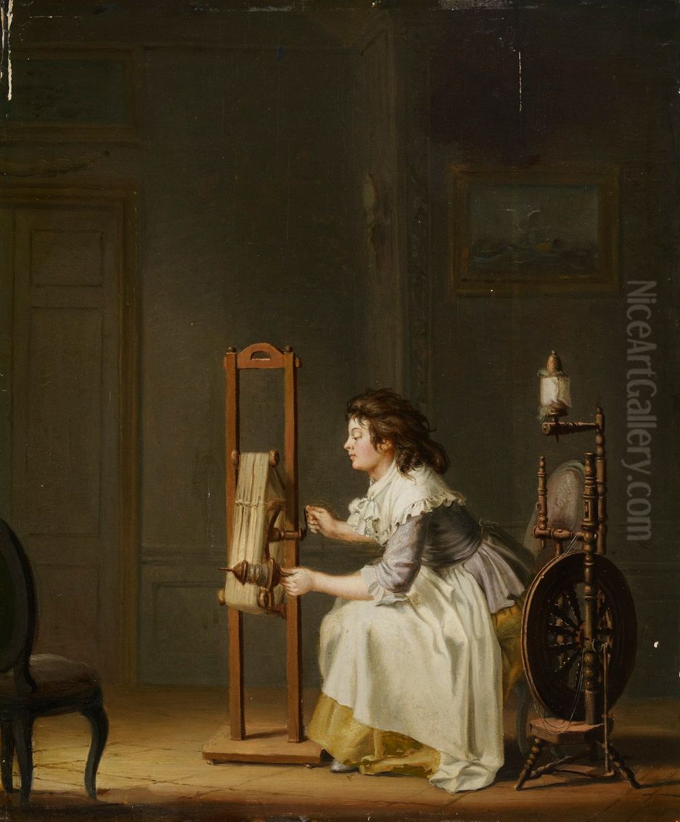 Keriva nainen Oil Painting by Pehr Hillestrom