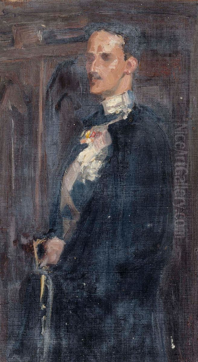 Skecth for the Portrait of Prince Carl Oil Painting by Albert Edelfelt
