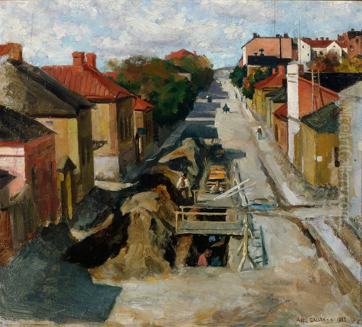 View from Fredrikinkatu Oil Painting by Akseli Valdemar Gallen-Kallela