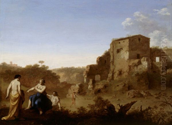 Women bathing Oil Painting by Cornelius van Poelenburgh