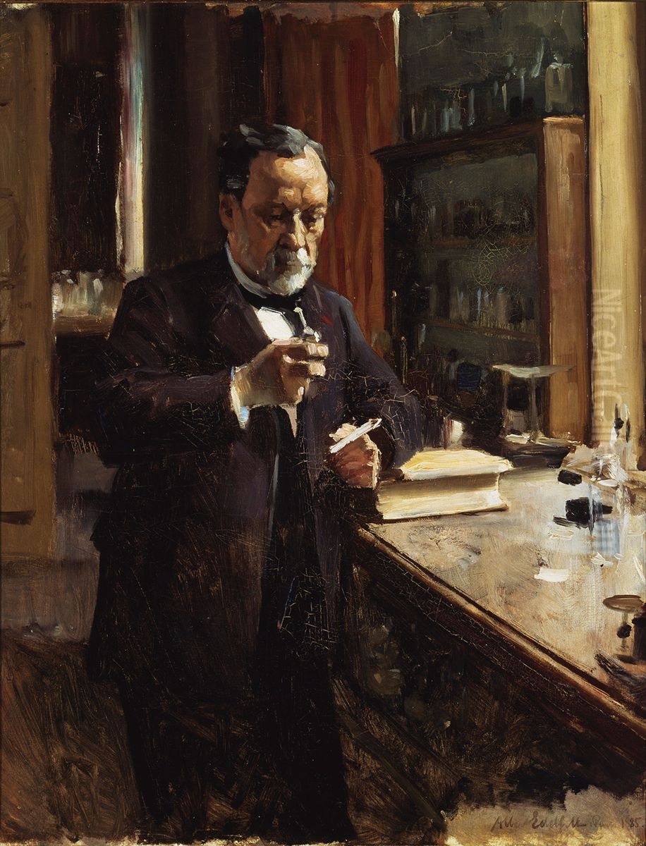 Study for the Portrait of Louis Pasteur Oil Painting by Albert Edelfelt