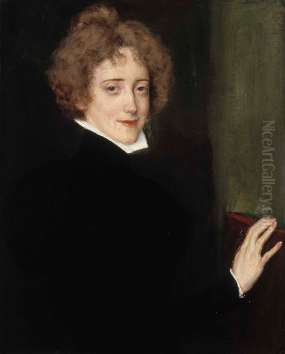 Portrait of writer Elsa Lindberg Oil Painting by Albert Edelfelt