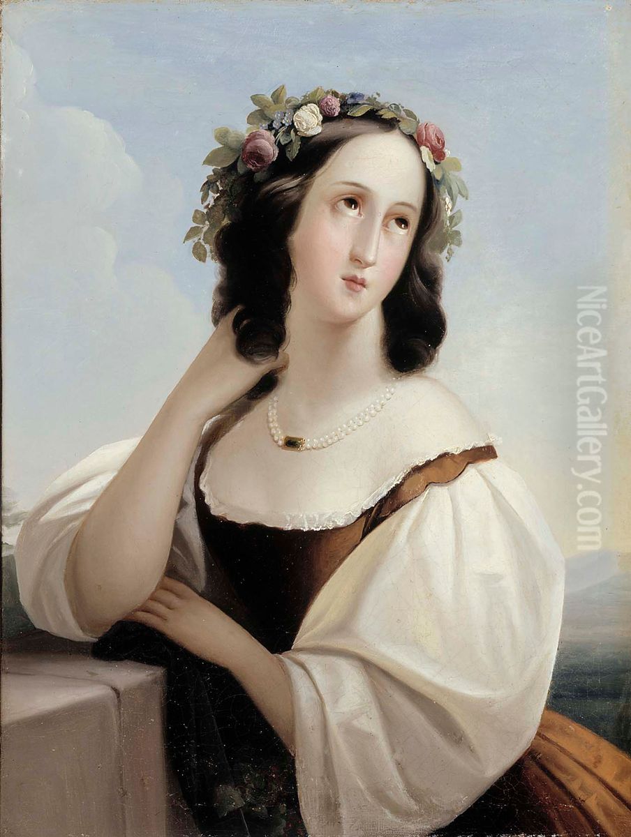Portrait of a Young Woman Oil Painting by Berndt Godenhjelm