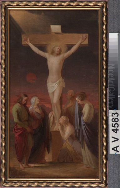 Ristilla, Pielisjarven kirkon alttaritaulun luonnos Oil Painting by Berndt Godenhjelm