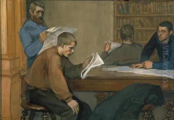Reading Room Oil Painting by Magnus Enckell