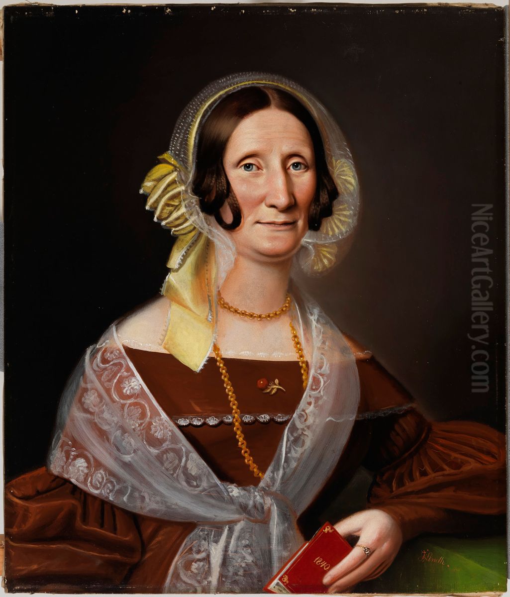 Portrait of the Authoress Sara Wacklin Oil Painting by Johan Erik Lindh