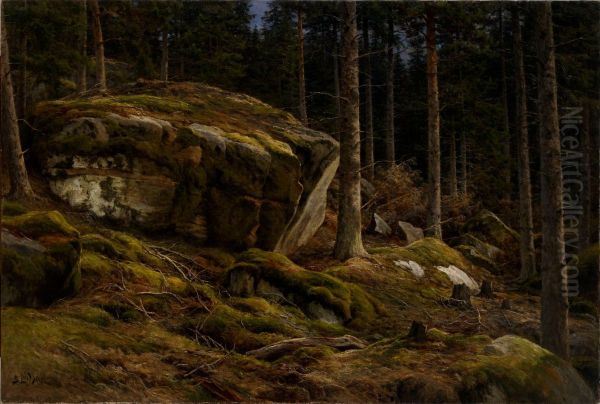 Woods Landscape Oil Painting by Berndt Lindholm