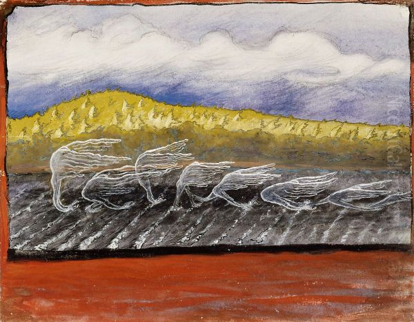 Vinden blaser Oil Painting by Hugo Simberg