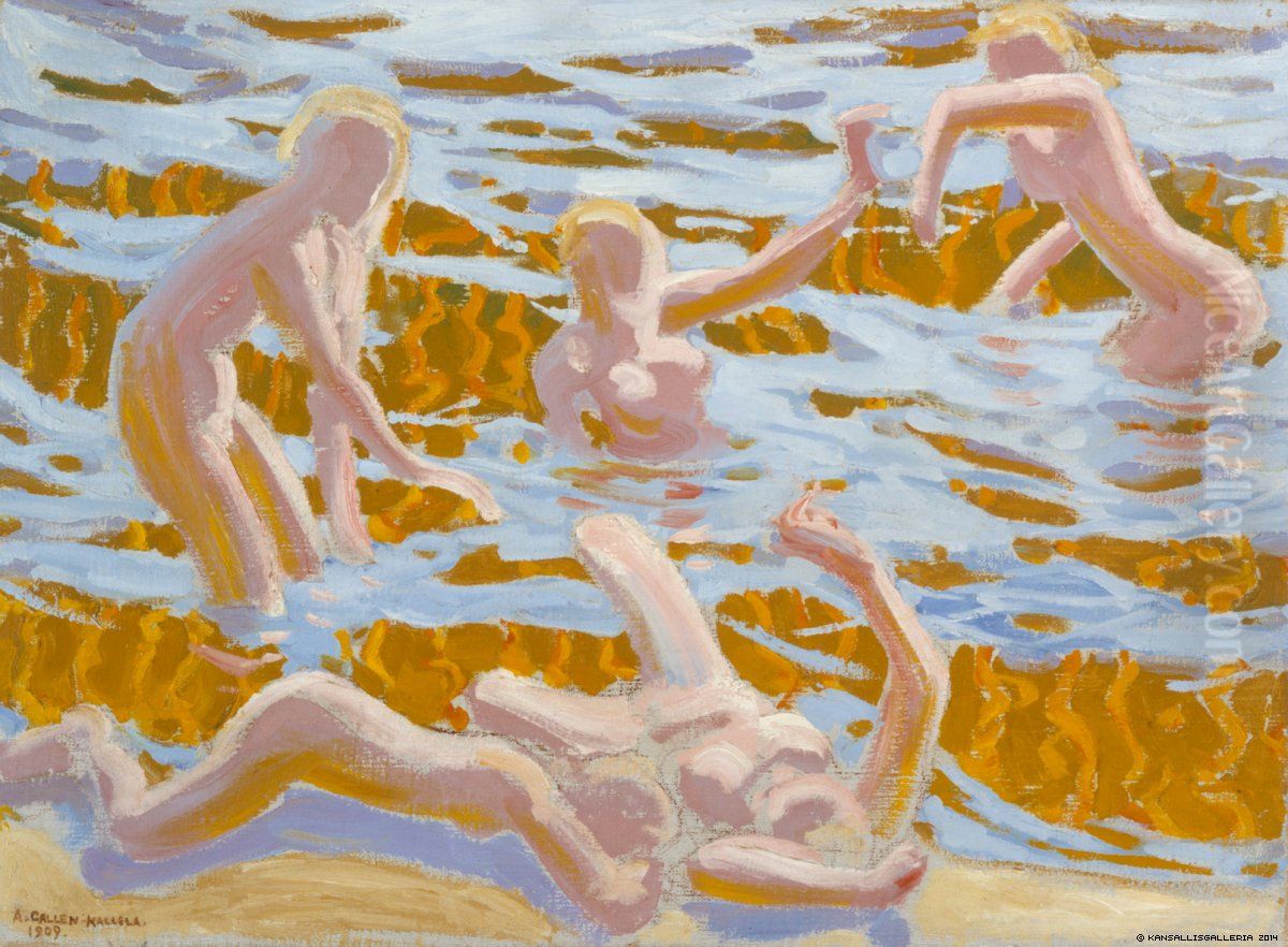 Oceanides Oil Painting by Akseli Valdemar Gallen-Kallela