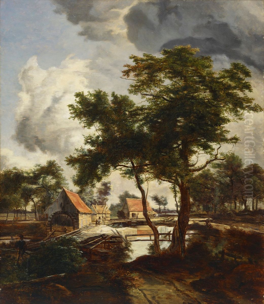 Kvarn, kopia efter Meindert Hobbema Oil Painting by Julia de Cock-Stigzelius