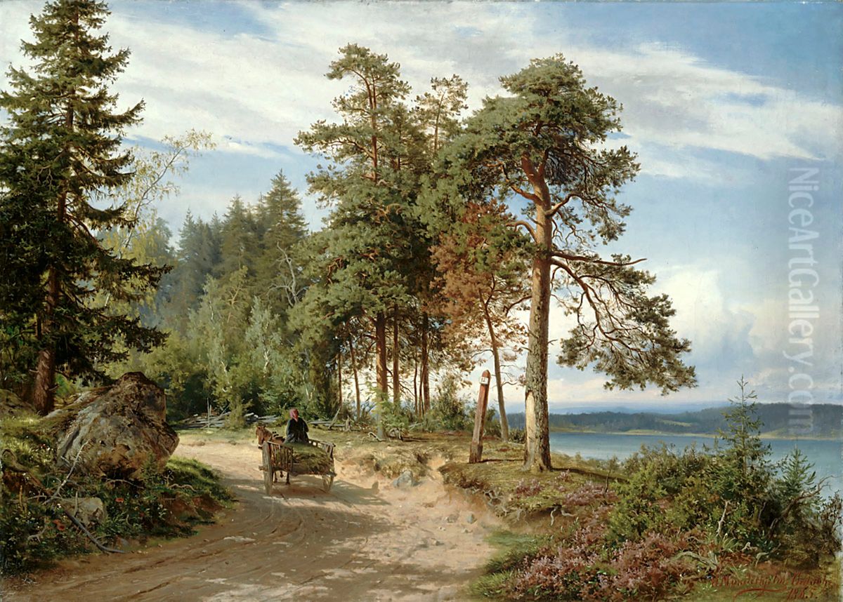 Maantie Suomessa Oil Painting by Hjalmar Munsterhjelm