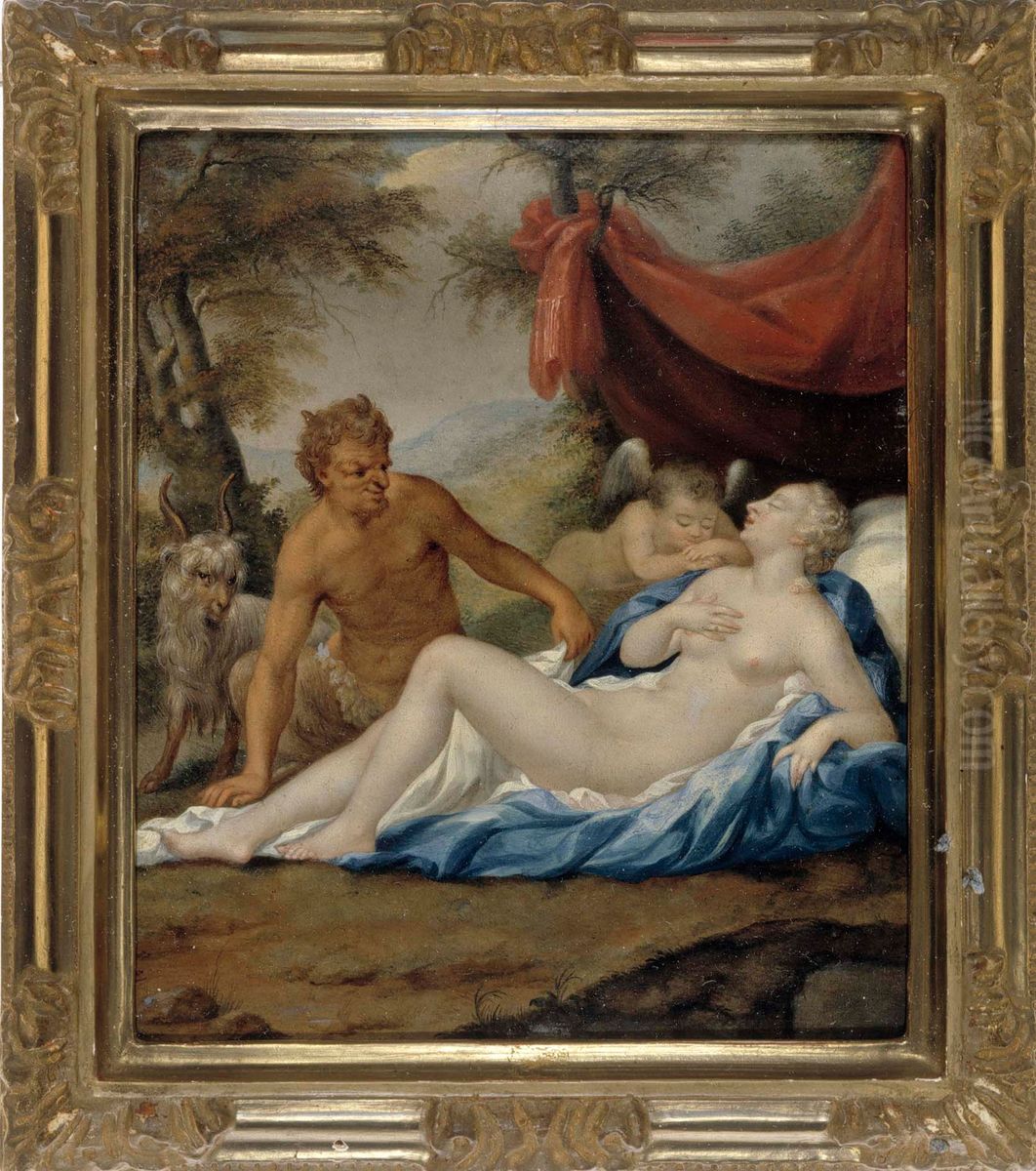 Satyr and nymph (Juppiter and Antiope) Oil Painting by Andreas von Behn